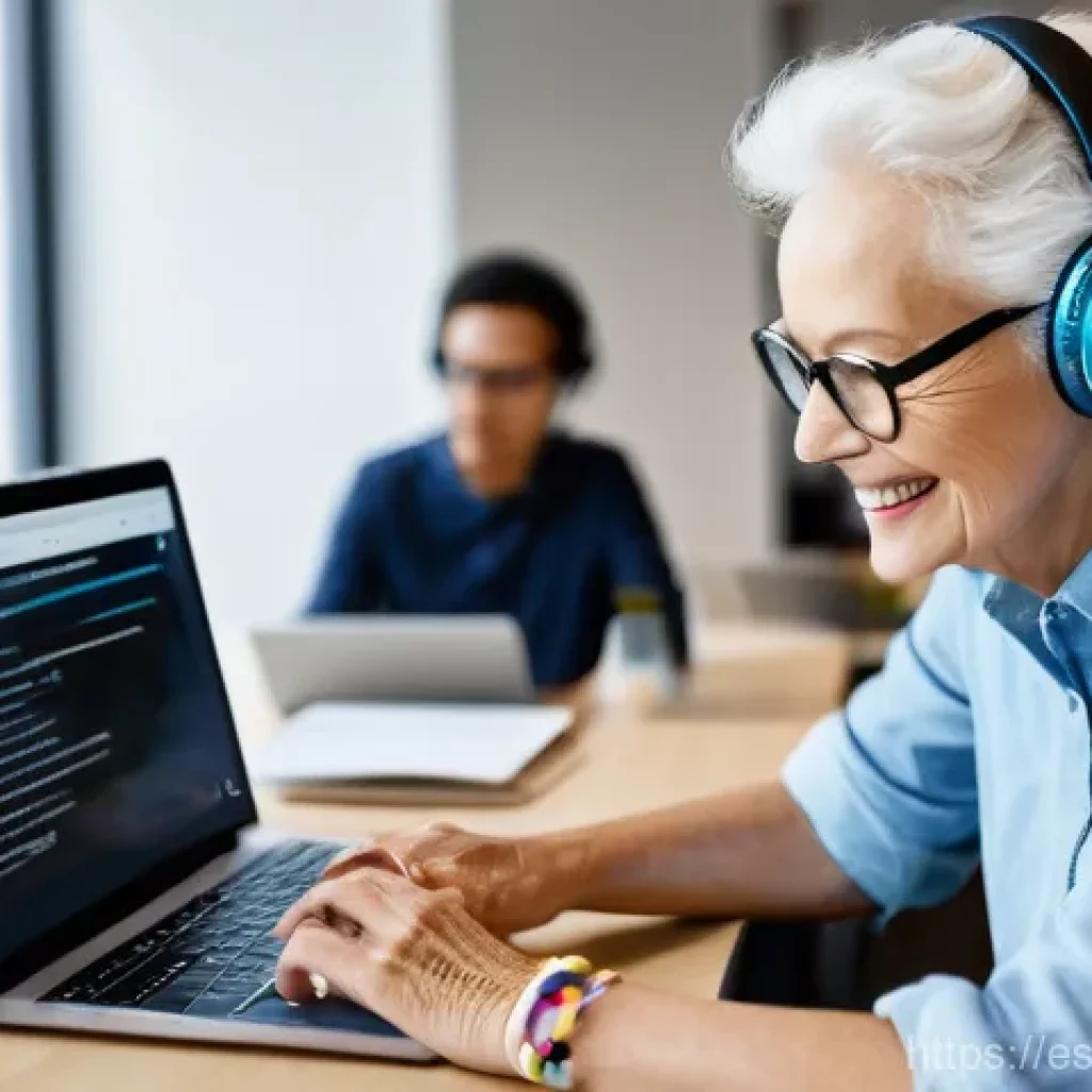 웹 접근성 관련 필수 용어 정리 - **Prompt:** A diverse group of people of various ages and abilities interact seamlessly with digital...