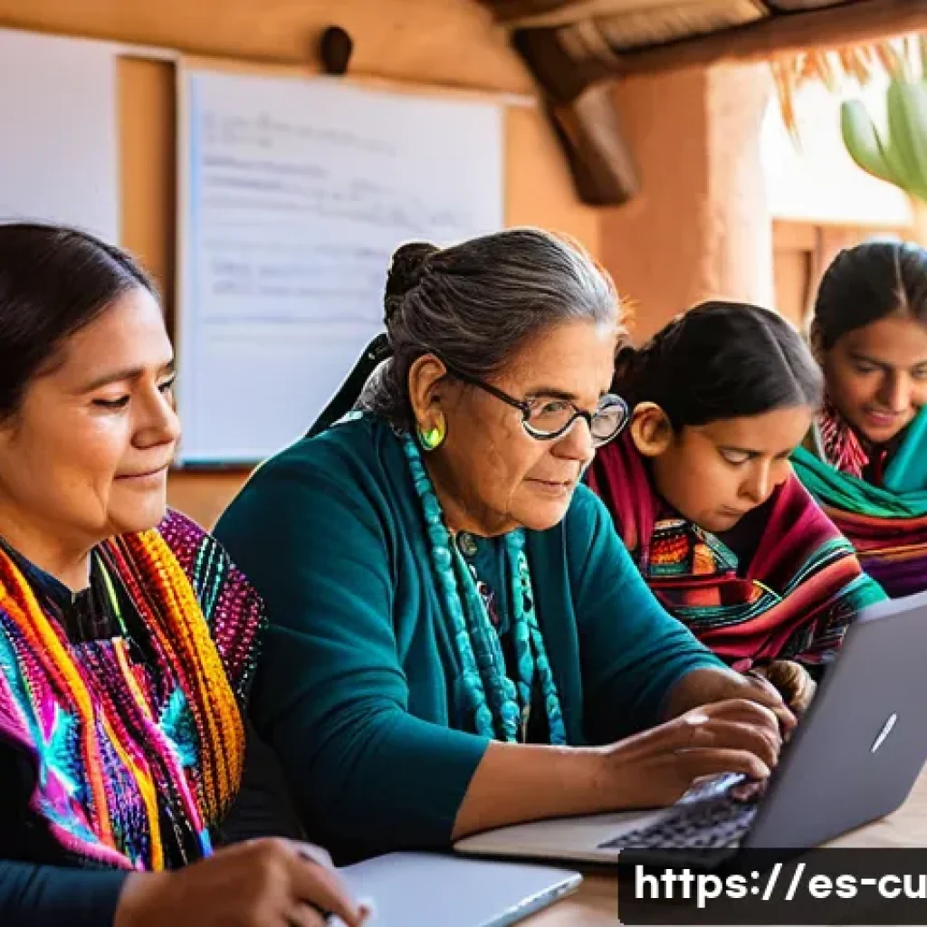기술적 내용 접근성 향상을 위한 공동체 참여 - A vibrant community workshop in a rural Mexican village, diverse group of men and women of various a...