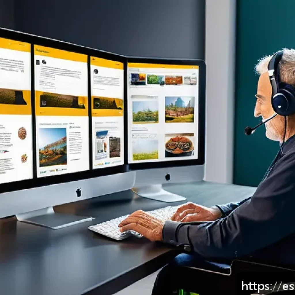 사용자 경험을 고려한 접근성 평가 기준 - A diverse group of Spanish-speaking users engaging with digital content on various devices including...