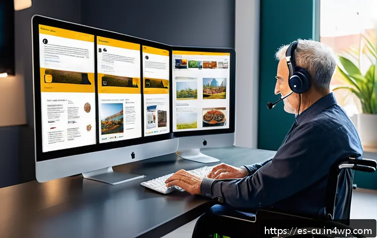 사용자 경험을 고려한 접근성 평가 기준 - A diverse group of Spanish-speaking users engaging with digital content on various devices including...